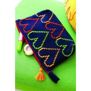 Knitted makeup bag with heart motif