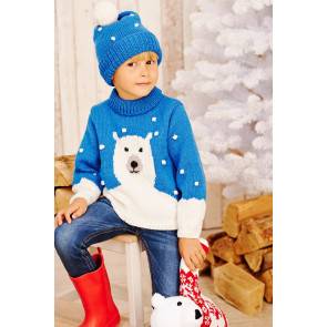 Children's knitted polar bear sweater and matching hat