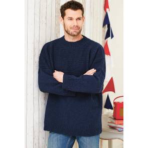 Plain knitted sweater for a man in navy blue yarn