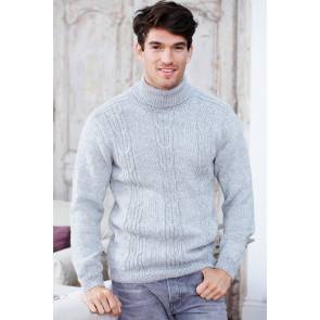 Retro knitted men's jumper with three vertical cable panels 