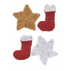 Knitted Christmas decorations for star and stocking