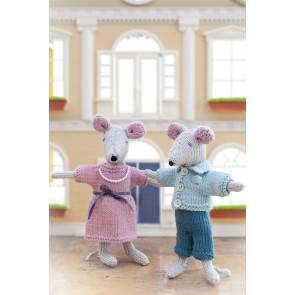 Sweet pair of knitted mice with adorable outfits for a boy and girl