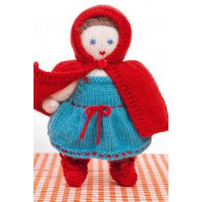 Red Riding Hood knitted doll with dress and scarlet cloak