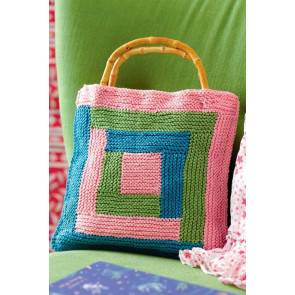 Square Motif Bag With Bamboo Handles Knitting Pattern