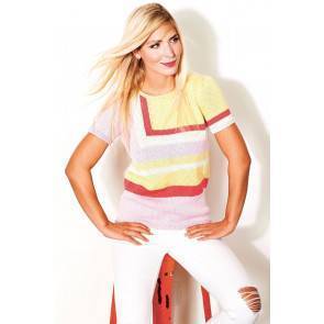 Ladies' geometric colour block knitted top 