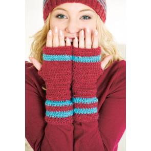Ladies' crocheted arm warmers with stripes