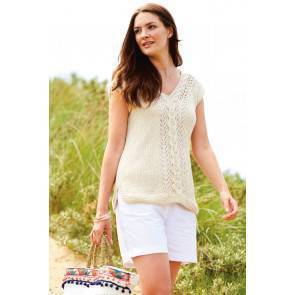 Knitted V-neck top for women with cable detail