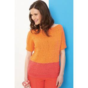 Knitted ladies' sweater with short sleeves and two-tone body