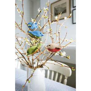 Knitted baby birds in bright spring colours