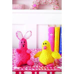 Knitted bunny and duck toy
