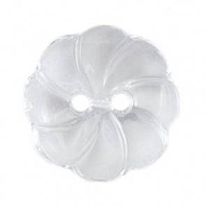 Size 15mm, 2 Hole, Petal Effect, Clear, Pack of 3