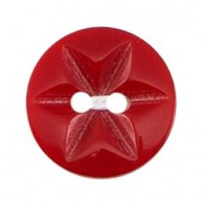 Size 15mm, 2 Hole, Star Effect, Red, Pack of 6