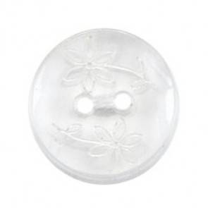 Size 15mm, 2 Hole, Flower Print, Clear, Pack of 4