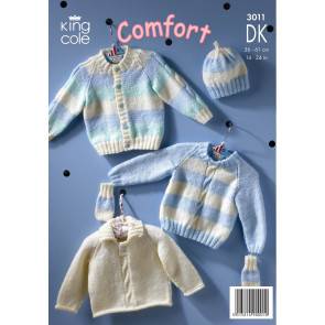 Cardigan, Sweaters, Hat and Mittens in King Cole Comfort Baby DK (3011)