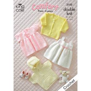 Baby Jacket, Cardigan and Dresses in King Cole Comfort Baby DK (3152)