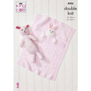 Baby Blankets and Bunny Rabbit Toy in King Cole Comfort DK and Truffle (4006) 
