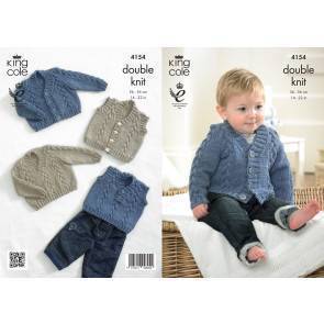 Waistcoat, Cardigan, Slipover and Sweater in King Cole Big Value Baby DK (4154)