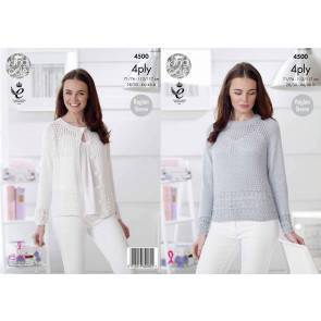 Sweater and Cardigan in King Cole Giza Cotton 4 Ply (4500)