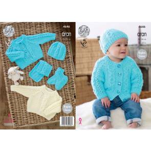 Sweater, Cardigan, Hat, Scarf and Bootees in King Cole Comfort Aran (4646)