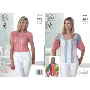 Top and Cardigan in King Cole Giza Cotton 4 Ply (4710)