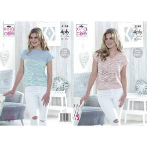 Tops in King Cole Giza Cotton 4 Ply and Giza Cotton Sorbet 4 Ply (5143)