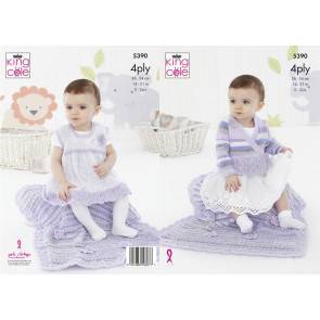 Cardigan, Pinafore Dress and Blanket in King Cole Big Value Baby 4 Ply (5390)