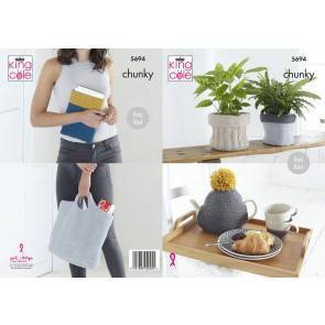 Plant Pot Sacks, Tablet Cover, Tea Cosy and Bag in King Cole Ultra Soft Chunky (5694)