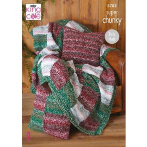 Blanket, Bed Runner and Cushions in King Cole Christmas Super Chunky (5782)