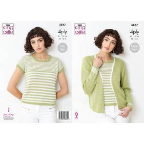 Cardigan and Top in King Cole Giza Cotton 4 Ply (5847)