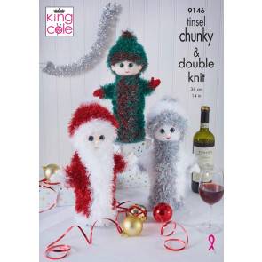 Christmas Wine Bottle Covers in King Cole Tinsel Chunky (9146)