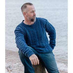 Mens Cotton Cable Sweater in Emu Cotton DK (3012)