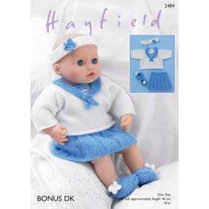 Baby Dolls Sailor Top, Skirt, Pants, Shoe's and Headband in Hayfield Bonus DK (2484)