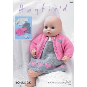 Baby Dolls Pinafore, Cardigan, Top and Pants in Hayfield Bonus DK (2485)