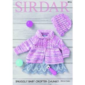 Jacket and Bonnet in Sirdar Snuggly Baby Crofter Chunky (4916)