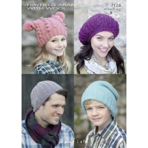 Hats in Hayfield Aran with Wool (7124)