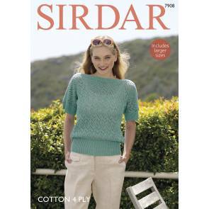 T Shaped Lace Top in Sirdar Cotton 4 Ply (7908)