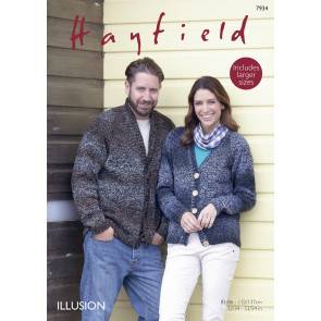 Shawl Collar and V Neck Cardigans in Hayfield Illusion DK (7934)