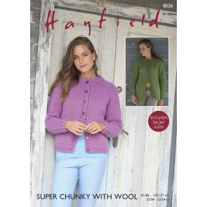 Women's Cardigan in Hayfield Super Chunky with Wool (8026)