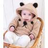 Baby Teddy Bear Hoodie in Emu Classic Aran (1001)