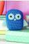 Blue owl toy in amigurumi crochet style