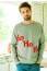 Grey jumper decorated with knitted ho ho ho Christmas motif