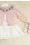 Pink knitted girl's cardigan with Fair Isle yoke