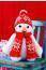 Knitted toy snowman with red scarf and bobble hat
