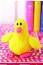 Yellow knitted duck toy