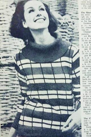Vintage womens tartan jumper knitting pattern